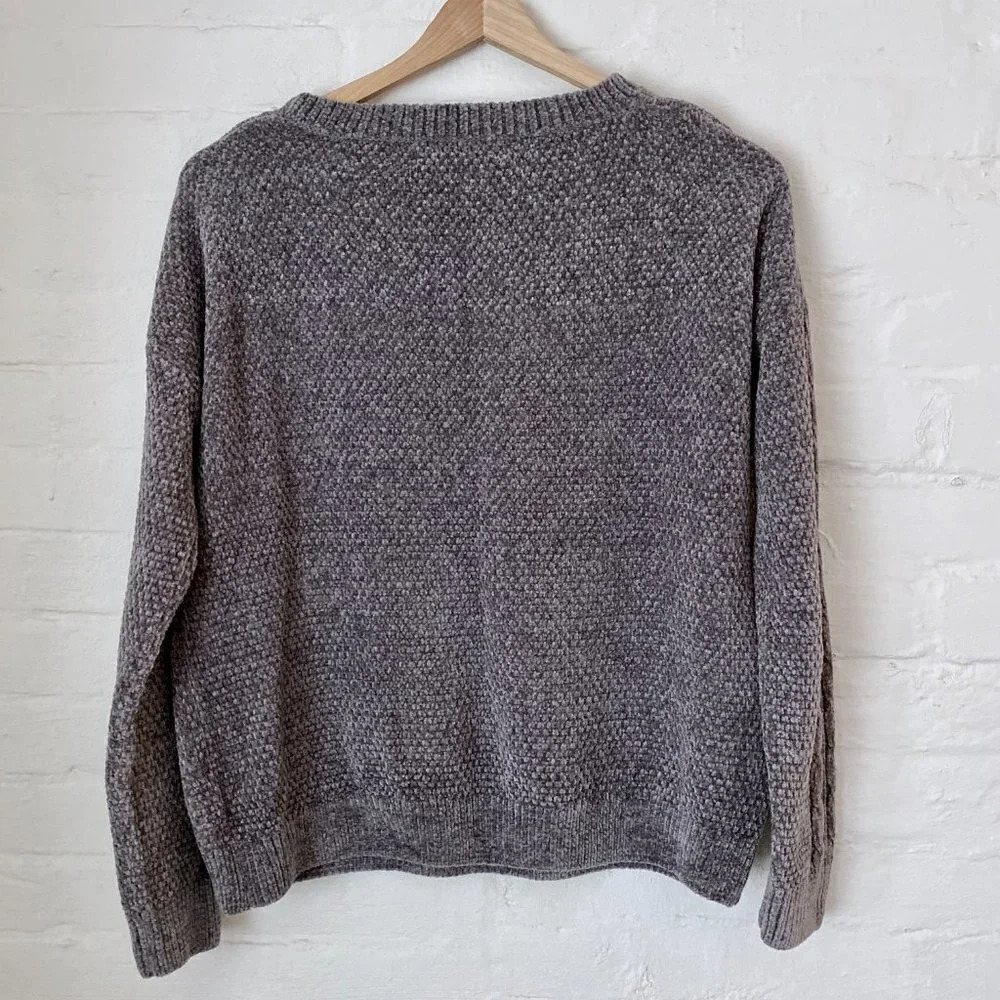 Pink Rose Gray Chenille Sweater Small - Picture 5 of 5
